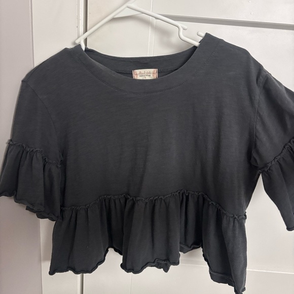 ALTAR’D STATE BABYDOLL RUFFLE TOP-SMOKED GRAY - Picture 2 of 4
